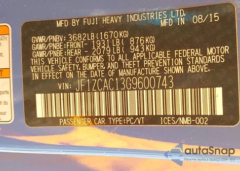 2016 Subaru Brz Series.hyperblue from USA, damaged, VIN JF1ZCAC13G9600743